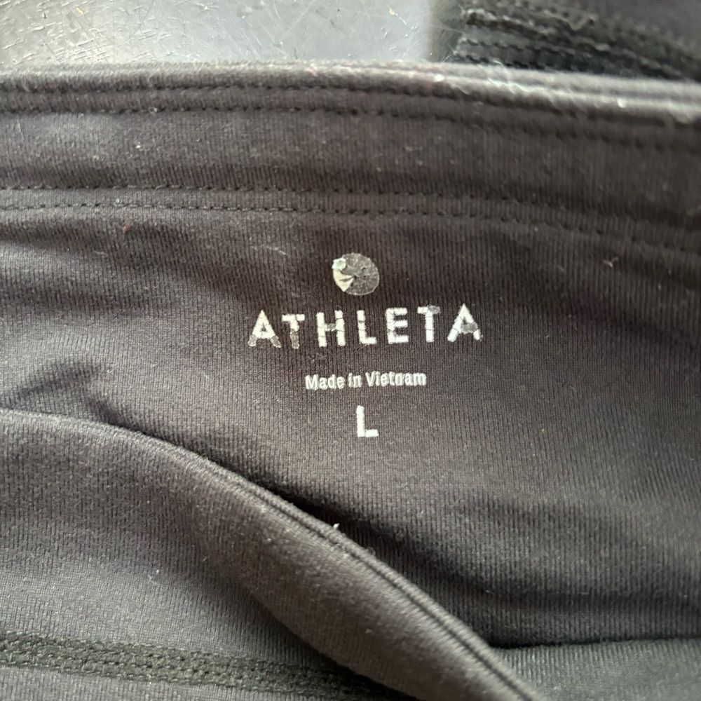 Athleta black 1/2 length crop legging, 2‎ pair womens size L - Picture 2 of 16